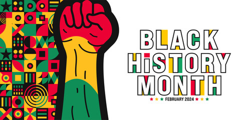 Black history month 2024 hand drawing colorful font letter typography background design template. Celebrated February in Africa, united state and Canada.