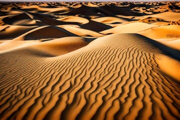 Fototapeta na wymiar Wavy desert sand dunes stretching to the horizon