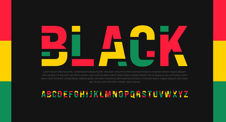 African American Black history month Modern creative minimal abstract digital colorful alphabet font design template set. Black history month alphabet font use to background, banner, card, and poster. - obrazy, fototapety, plakaty