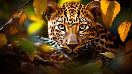 Captivating close up portrait of a majestic amur leopard in breathtaking wildlife photography
