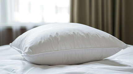 Fototapeta na wymiar Close Up of White Pillow on Bed