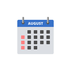 Calendar August icon isolated on transparent background