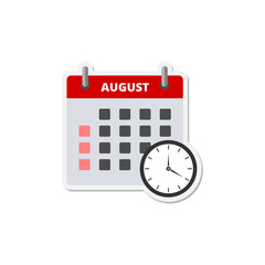 Calendar August icon isolated on transparent background