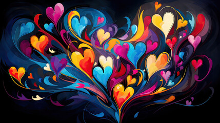 Colorful Hearts Abstract Elegance Background Ai Generative