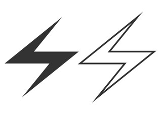 Lightning bolt icon, vector. Two-tone version on black and white background.