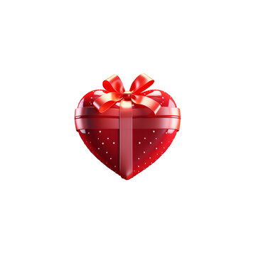 Valentines day gift box with heart shape isolated png