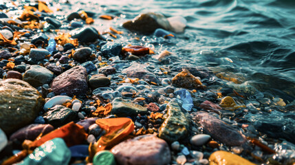 underwater realm of the coral reef, the juxtaposition of colorful fish life against dirty plastic pollution paints a stark picture of the environmental challenges demanding conservation