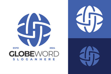 Letter H Globe Wordwide Logo Design Vector Template