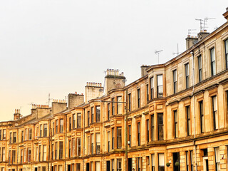 Fototapeta na wymiar Residential houses in the West End of Glasgow, Scotland