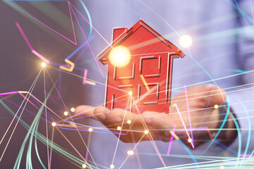 home choice Big data and artificial intelligence concept. Machine learning and cyber mind domination