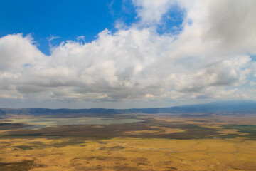Aerial view of Ngorongoro crater national park in Tanzania