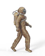 astronaut is walking on side view