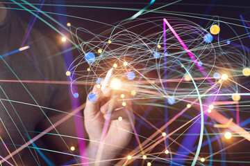 Global network. Blockchain. 3D illustration. Neural networks and artificial intelligence. Abstract