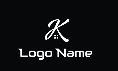 Real Estate Logo, Letter K with home combination, suitable for Architecture Building apps logo design