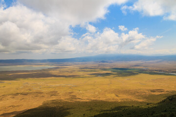 Fototapeta na wymiar Aerial view of Ngorongoro crater national park in Tanzania
