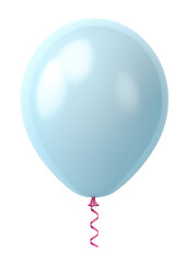 Light blue balloon isolated on transparent or white background