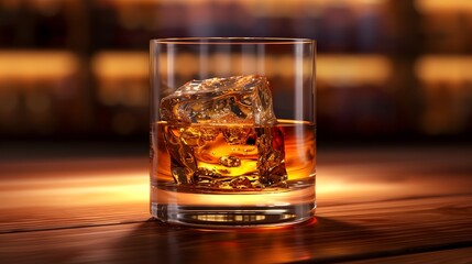 glass of whiskey on the table, a sophisticated and timeless glass of single malt Scotch whisky, exuding warmth and depth in its amber tones