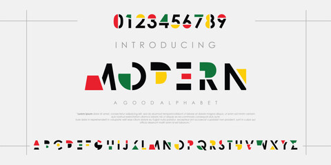 Modern abstract digital alphabet font. Minimal technology typography, Creative urban sport fashion futuristic logo design. vector illustration - obrazy, fototapety, plakaty