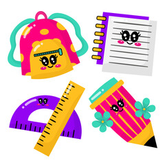 Bag and pencil vector element for education