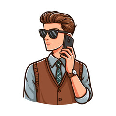 Fashion man wearing trendy sunglasses. Cartoon vector illustration