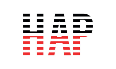 HAP three initial letter iconic line negative space minimal logo design vector template. monogram, abstract, wordmark, business, typography, minimalist, brand, company, flat, modern, unique, simple