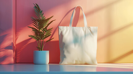 Blank Promotional Tote Bag for Branding. 3d Rendering Illustration, generative ai - Powered by Adobe