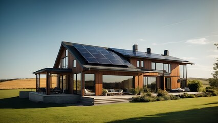 Fototapeta premium Modern house covered with solar panels