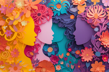 Festival of Florals: Vibrant Papercraft Women Profiles for Women's Day