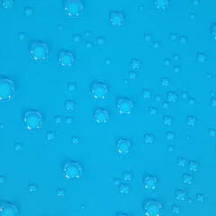 Water droplets on blue background