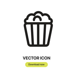 Popcorn icon vector. Linear-style sign for mobile concept and web design. Popcorn symbol illustration. Pixel vector graphics - Vector.