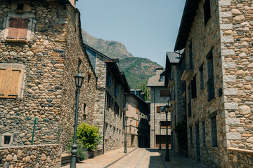 Fototapeta na wymiar Village of Benasque in the mountains of the Pyrenees, spain - sep 2th 2023