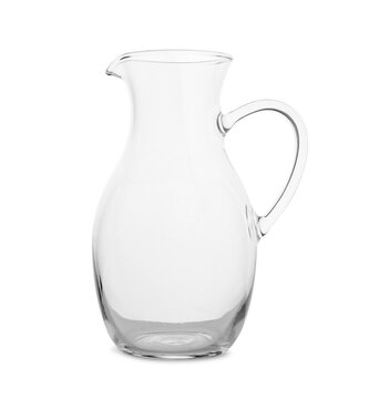 One empty glass jug isolated on white