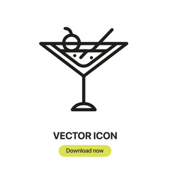 Cocktail icon vector. Linear-style sign for mobile concept and web design. Cocktail symbol illustration. Pixel vector graphics - Vector.