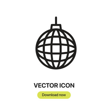 Disco Ball icon vector. Linear-style sign for mobile concept and web design. Disco Ball symbol illustration. Pixel vector graphics - Vector.