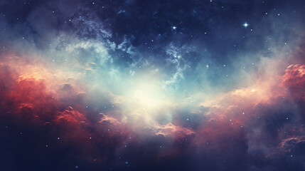 Fototapeta premium In the expansive canvas of the background, the sky unfolds its vast beauty, merging hues of blue and gold as it stretches into the space beyond. A tranquil expanse, this celestial panorama captivates.