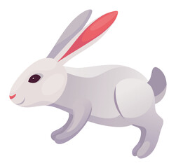 Obraz premium Rabbit animation icon. Bunny jump or running motion element for 2d game. Speed run hare animal, sprite sheet move. Vector illustration isolated on white background