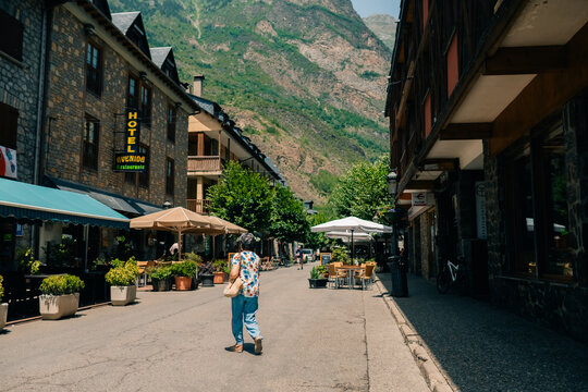 Village of Benasque in the mountains of the Pyrenees, spain - sep 2th 2023