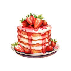 Strawberries cake. Cartoon vector illustration