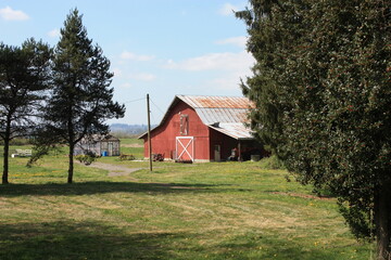 red barn in the countryside