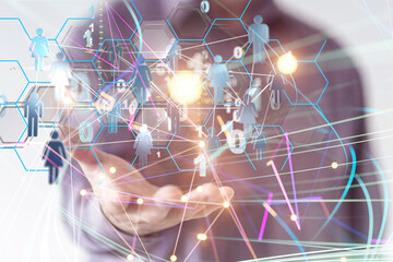 Abstract technology group and data 3d