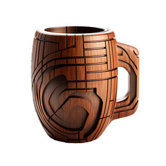 Wooden coffee cup on transparent background PNG. Idea for making utensils with natural materials.