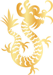 Fototapeta premium hand-drawn Chinese dragon and flower illustrations in luxurious golden hues