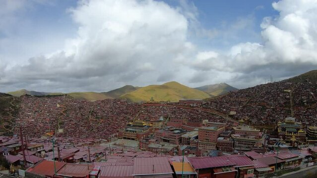 Timelapse of Wuming Buddhist college in Seda county,Ganzi,Sichuan,China.