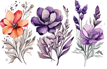 Free Vector flat design colorful wildflowers template. Generative AI.