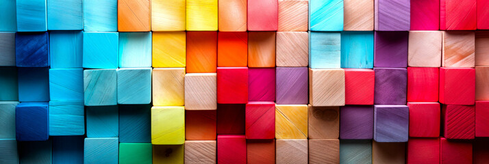 Colorful multi-colored wooden blocks. - obrazy, fototapety, plakaty