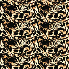 Abstract seamless animal pattern, Mammals Fur. print skins. Predators Camouflage. Cheetah Giraffe Zebra Leopard Tiger Jaguar. Printable Background. Vector illustration