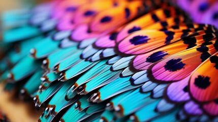 Fototapeta premium Vibrant butterfly wings showcasing delicate patterns and vivid hues in natural light.
