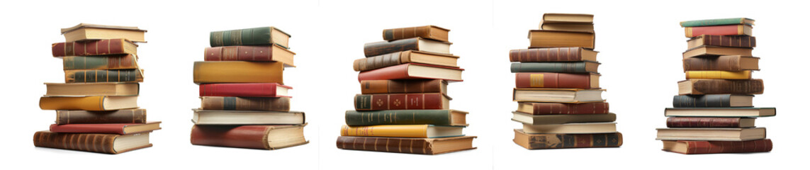 Fototapeta premium Collection set of old books isolated on transparent or white background, png