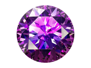 Purple diamond, top view, isolated on transparent or white background, png