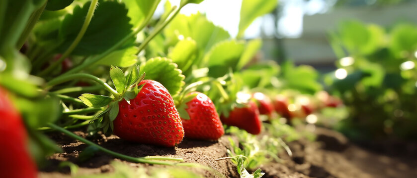 Fresh strawberries in the garden